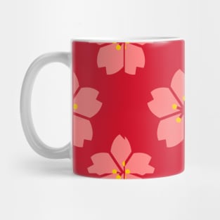 Cherry Blossom pattern on a red background. Mug